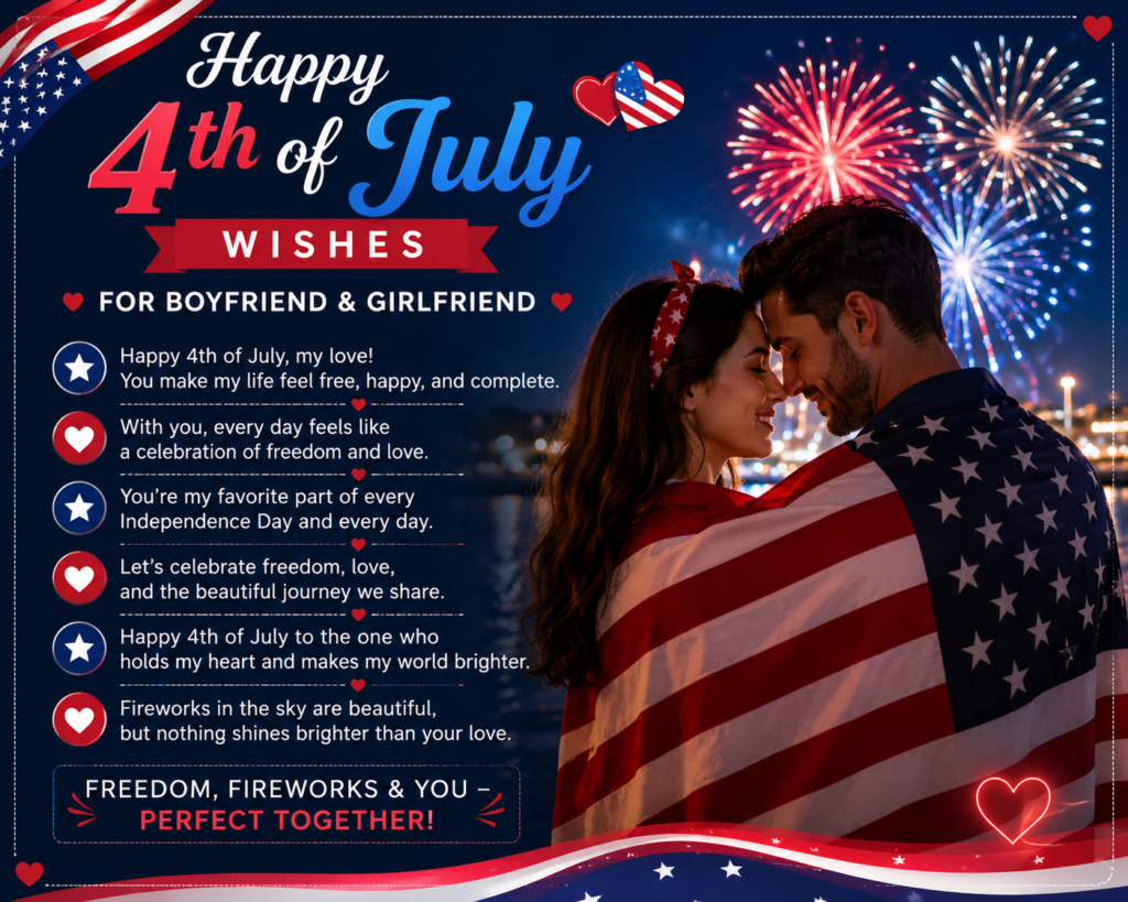 Happy 4th of July Wishes for Boyfriend and Girlfriend